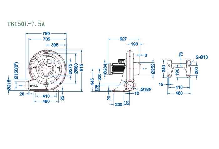 TB150L-7.5A,5.5kw中壓風機